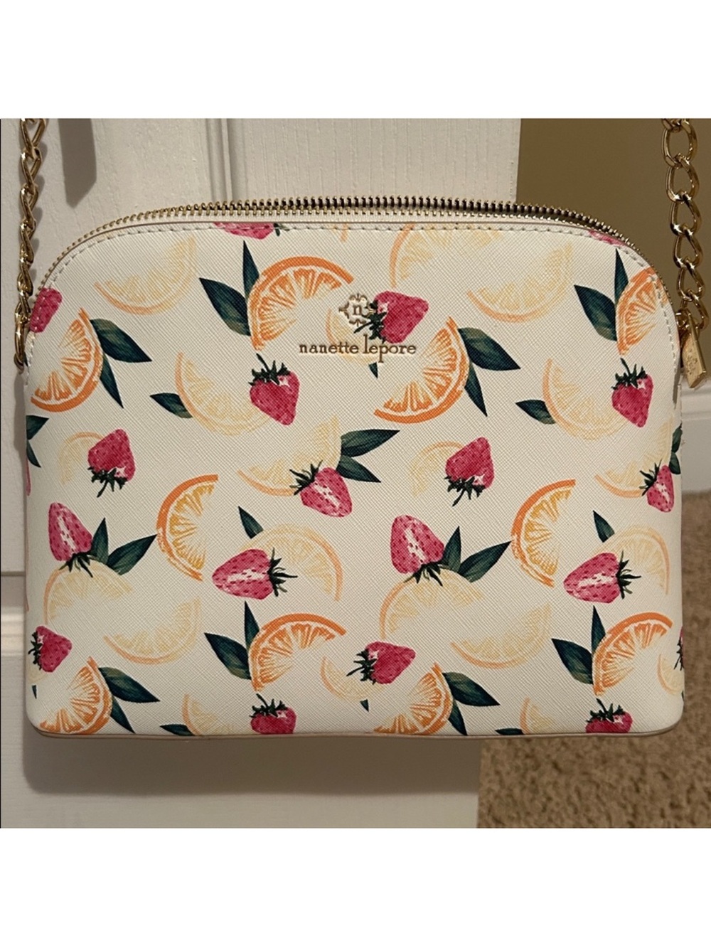 Nanette Lepore White Strawberry & Citrus Print Crossbody - Picture 2 of 6